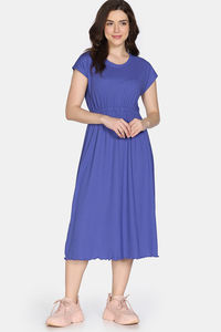 Zivame 2 Mile Fashion Knit Poly Loungewear Dress - Iris Bloom — thumbnail 4